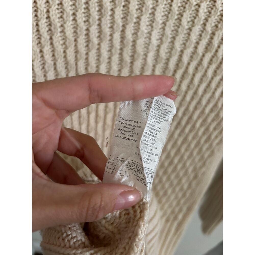 Rip Curl Sweater Women's Medium Beige Luna Pullover Chunky Knit Beach Pockets - Picture 9 of 9